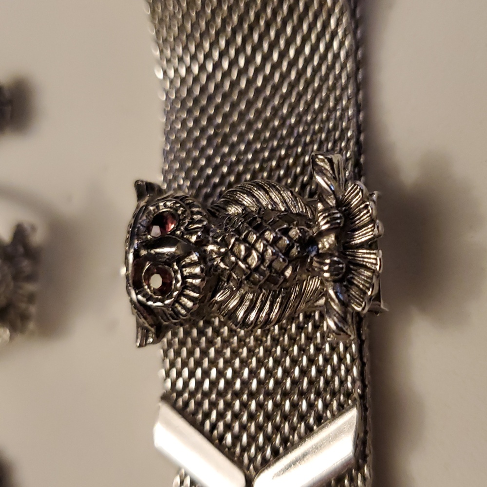 Vintage SARAH COVENTRY SIlver OWL NOCTURNE Earrings Bracelet & Ring Jewelry Set - Picture 3 of 6